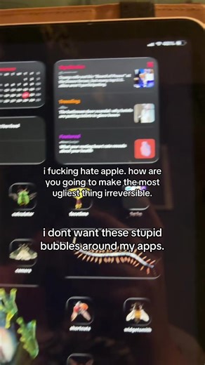 my bugs… they’re trapped. IN THESE STUPID GLASS BUBBLES I HATE YOU APPLE I HAAATEE YOUUUUUU #apple #iphone #ipad #liquidglass #angry