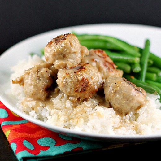 Meatballs and Gravy Over Rice Recipe