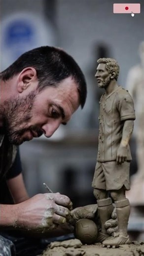“Giant Clay Messi Statue — Left Foot Magic! ⚽🔥 Unbelievable Art Creation!” #messipsg