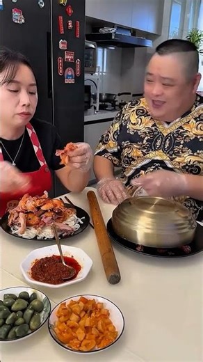 Husband successfully pranks wife, but gets retaliated against the next second 🤣❤️ #couple #funnyc...