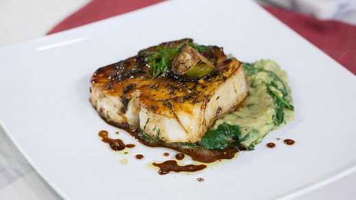 Halibut with charred eggplant and spinach: Marcus Samuelsson makes it easy