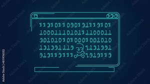 malicious code security breaches on website cyber attack animation