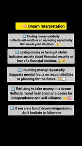 Money dreams reveal our relationship with security, value, and choices… follow the page for realistic dream interpretations 🌙💼 | Dream interpretation
