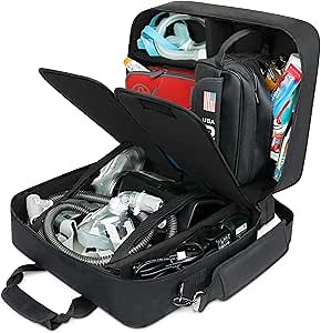 USA Gear XL CPAP Travel Bag with Customizable Interior - CPAP Machine Travel Bag Fits Resmed Airsense 11, 3B Medical Luna G3, Airmini, Philips Respironics Dreamstation 2, Hose, Mask, & more (Black)