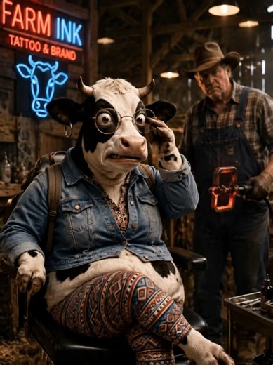Moozy Got The WORST Tattoo Artist Ever #moozy #funnycow #tattoofail #farmchaos #comedysketch #viralvideo #foryou #fyp