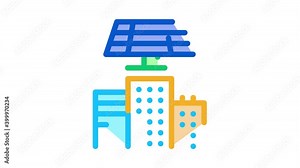 smart city solar energy Icon Animation. color smart city solar energy animated icon on white background