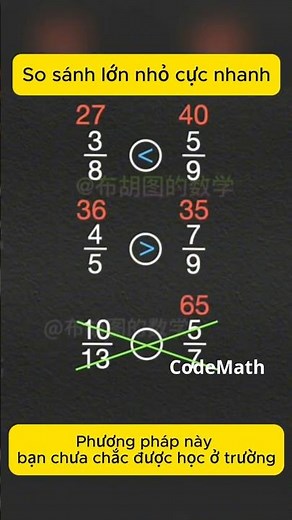 Mẹo So Sánh Phân Số Trong 3s! Cách Làm Không Có Trong SGK #ToanTuDuy #codemath #SoSanhPhanSo