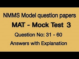 NMMS MAT Mock Test 3 Answers with Explanation