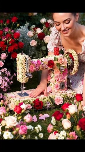 Flower Sewing Machines in Bloom! 🌸🧵 | Stitching Petals in the Garden