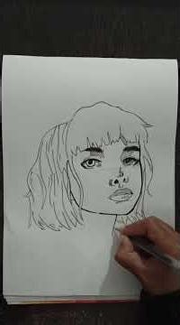 Random Girl Portrait | Black Pen Art #artshorts #art #drawing #pencilportrsit #drawingtechniques