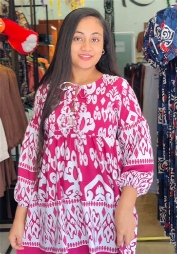 Stylish Tie Bow Printed Frock in Multiple Colors