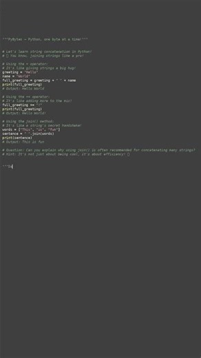 string concatenation basics #python #showcase