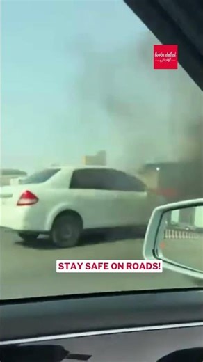 Car catches fire in Dubai road