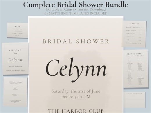 Rustic Bridal Shower Bundle Editable Canva Organic Wedding Shower Invitation Template Games Signs Natural Event Set - Etsy