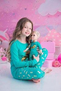 Pyjama 4 pièces assorti pour filles et poupées | Pyjama fille | Pyjama pour poupée|Ensemble de pyjama pour fille |Tailles 4,6, 8,10,12| Pyjama licorne | Pyjama turquoise| - Etsy France