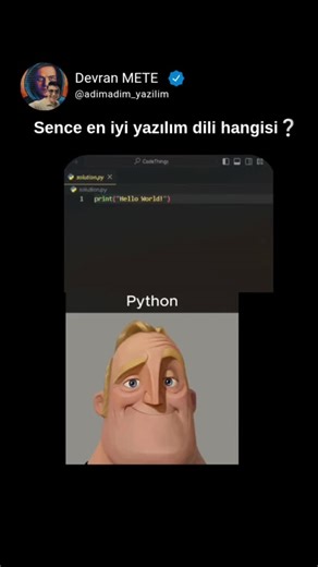 Devran Mete | 🚨 Yazılım Dili Seçmeden Önce Dur Bu dil seni nereye götürüyor? 👨‍💻 Web mi istiyorsun? → JavaScript 🤖 Yapay zeka & otomasyon mu? → Python 📱... | Instagram
