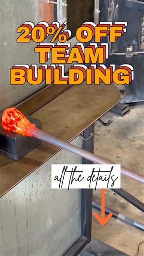 Third Degree Glass Factory on Instagram: "Be the one holding the blow pipe. In fact, invite the whole team! Starting today, book a team building in the hot shop for January or February & get 20% off. 🤯 6 person minimum, Mon-Fri 10a-5p through Feb. 27 ➤ get started online."