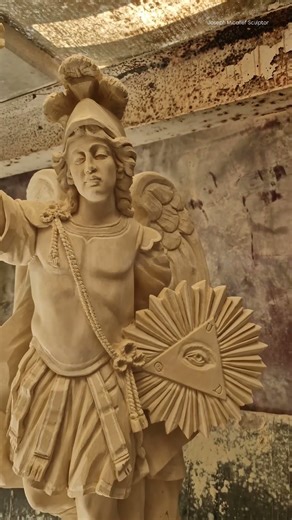 Handcrafted clay mold of Archangel Michael Statue