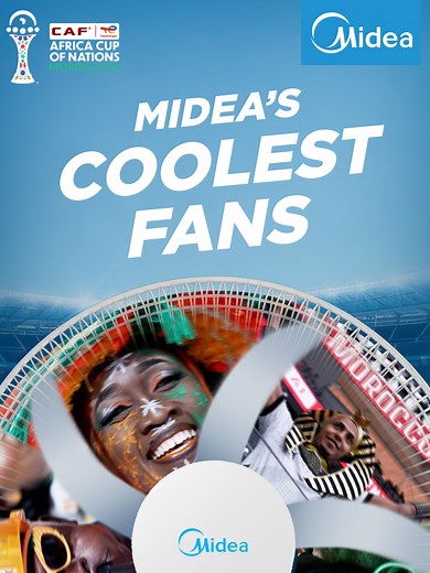 Check out the coolest fans from TotalEnergies AFCON 2025.❄️⚽ From the stadium 🏟️ to your home 🏠 , Midea keeps it fresh and cool. Reliable. Efficient. Always cheering with you. #Midea #Football #TEAFCON2025 #CoolestFans