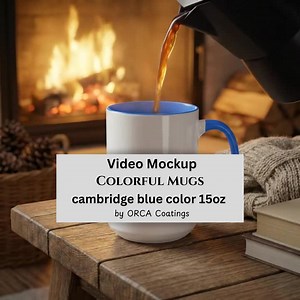 Colorful Mugs Video Mockup, Cambridge Blue Color, 15oz, by ORCA Coatings for POD Sellers - Etsy