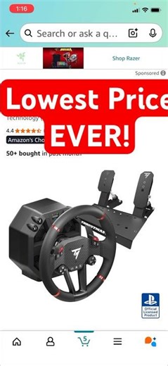 Get the Thrustmaster T598 Direct Drive Force Feedback Steering Wheel @ LOWEST PRICE EVER on Amazon