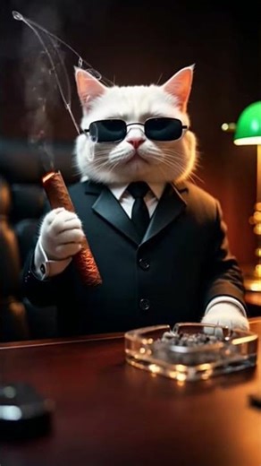 Mafia Cat Cigar Fail😎💥#mafiacat #funnycats #catinsuit #cuteanimals #funny