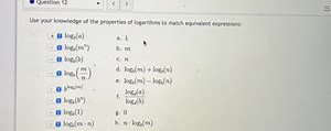 Use your knowledge of the properties of logarithms to match equ... | Filo