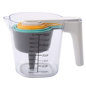 [Hot Item] 9 Pieces Nesting Stackable Liquid Measure Cup Spoons Dry Measuring Cups Set with Funnel and Scraper