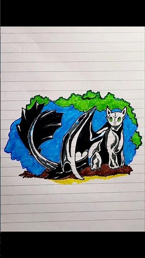 How to draw night fury the toothless | How to train your dragon #shorts #nightfury #art #httyd