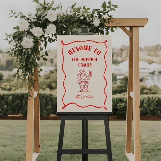 Christmas Welcome Sign Printable, Holiday Party Welcome Poster, Family Christmas Sign, Editable Xmas Welcome Board - Etsy