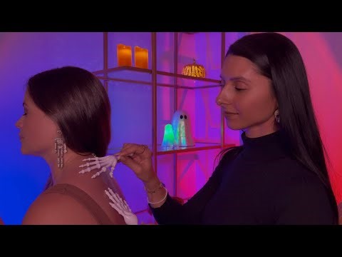 Girl in Class ASMR 🎃 Hair Play, Back Scratches, Story Time & Spooky Tools