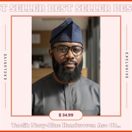 Elevate your style with the Taofik Navy-Blue Handwoven Aso Oke Fila Hat! 🎩✨ This exquisite hat by Dupsie’s isn’t just an accessory—it’s a statement. Proudly crafted for men, it beautifully marries tradition and modern fashion. Perfect for weddings and special occasions, this handwoven masterpiece adds a touch of sophistication and cultural pride to every outfit. Feel the confidence boost as you step out in this striking Navy-Blue beauty—your go-to for every celebration! 🌟👔 Why settle for one 