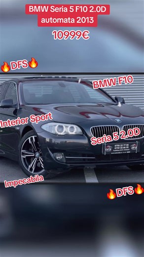 BMW Seria 5 F10 2.0D ( 184cp) - Automata - înmatriculată RO ☎️0750 22 66 55 ☎️0750 22 77 55 plus SET ROTI/JANTE COMPLETE SEPARATE IN STARE FOARTE BUNA Masina intretinuta exemplar, impecabila interior/exterior Trapa rabatabila electric Interior piele cogniac intretinut impecabil Pachet CHROM Schimbator Sport, Scaune Sport Navigatie mare profesionala Scaune cu reglaj semi-electric incalzite 3 moduri de condus Ceasuri Cluster 6WA semi-digital PLUS Set roti complete R17 de iarna Masina este impecabi