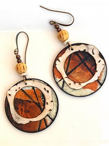 Handmade Artisan Earrings, Bold and Colorful, Paper and Recycled Tin, Hand Painted, One of a Kind Earrings. - Etsy