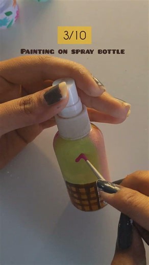 Day 3/10 ✨ Painting on spray bottle | cute mini art#DIY #SprayBottle #Painting #Handmade #Craft