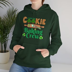 St. Patrick's Day Cookie Baking Crew Hoodie | Shamrock Green Sweatshirt - Etsy