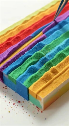 Satisfying Multicolored Kinetic Sand Peeling with Tweezers | ASMR Relaxation