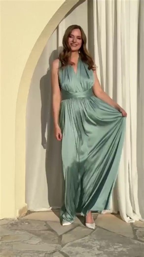 Bridesmaids dress | Infinity gown | Bridesmaids jumpsuit | Silk sage green dress | Wedding guest