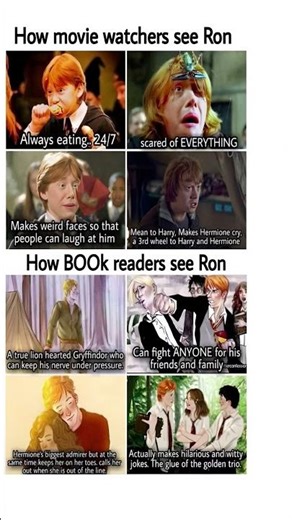 How Movie Watchers See Ron 😭 vs How Book Readers See Him 🔥#HarryPotter #RonWeasley #BookVsMovie