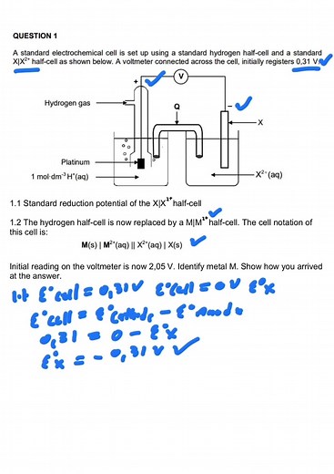 Galvanic Cell Grade 12 Chemistry Exam Question