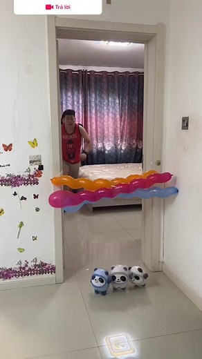 Colorful Balloon Fun in a Cozy Room