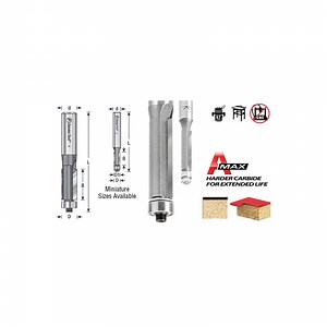 Flush Trim Router Bits - Single Flute, 2 Flute & Extra Long 2 Flute w/ Lower Ball Bearing