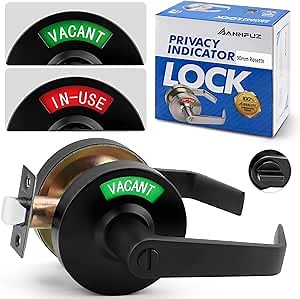 Vacant Occupied Bathroom Door Handle Lock,Privacy Lever with Large Indicator,in-Use or Vacancy Indication Occupied Deadbolt,Commercial Door Handle Lock for Public Restrooms(Matte Black)