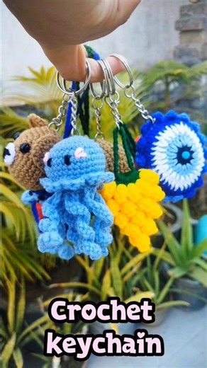 Crochet keychain🐻🍓💃👁️ #shorts#crochet#diy #shortvideo#chrochet #handmade#crochet cute keychain 🐻🍓💃👁️