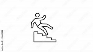 Animated fall prevention linear icon. Liability insurance. Disability coverage. Seamless loop HD video with alpha channel on transparent background. Outline motion graphic animation Stock Video