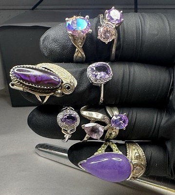 Purple Sterling Silver Rings Lot Of 9 Assorted Sizes .925 | eBay