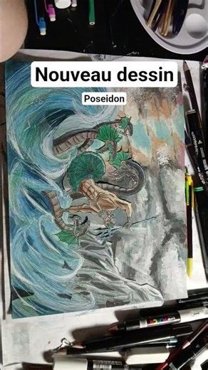 Dessin de Poseidon❤️ #drawing #mythology #pourtoi #shorts #art
