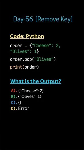 Day - 56 python ( Remove Key )✅ #coding #shorts #python