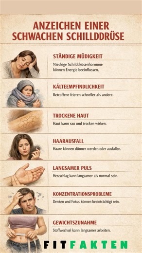 Diese Anzeichen können auf eine schwache Schilddrüse hinweisen 🦋⚠️ #FitFakten