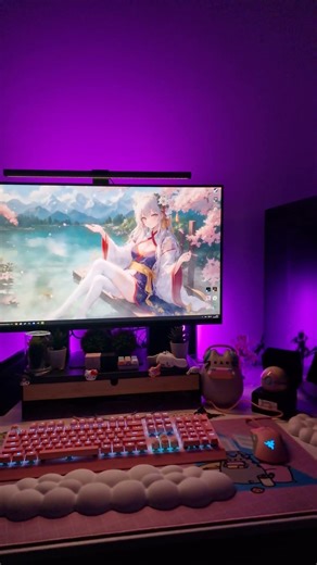 🌙✨🎮💜🩷 Cozy gaming setup, relaxing aesthetic evening #asmr #gaming #gamingsetup #satisfying #ambient